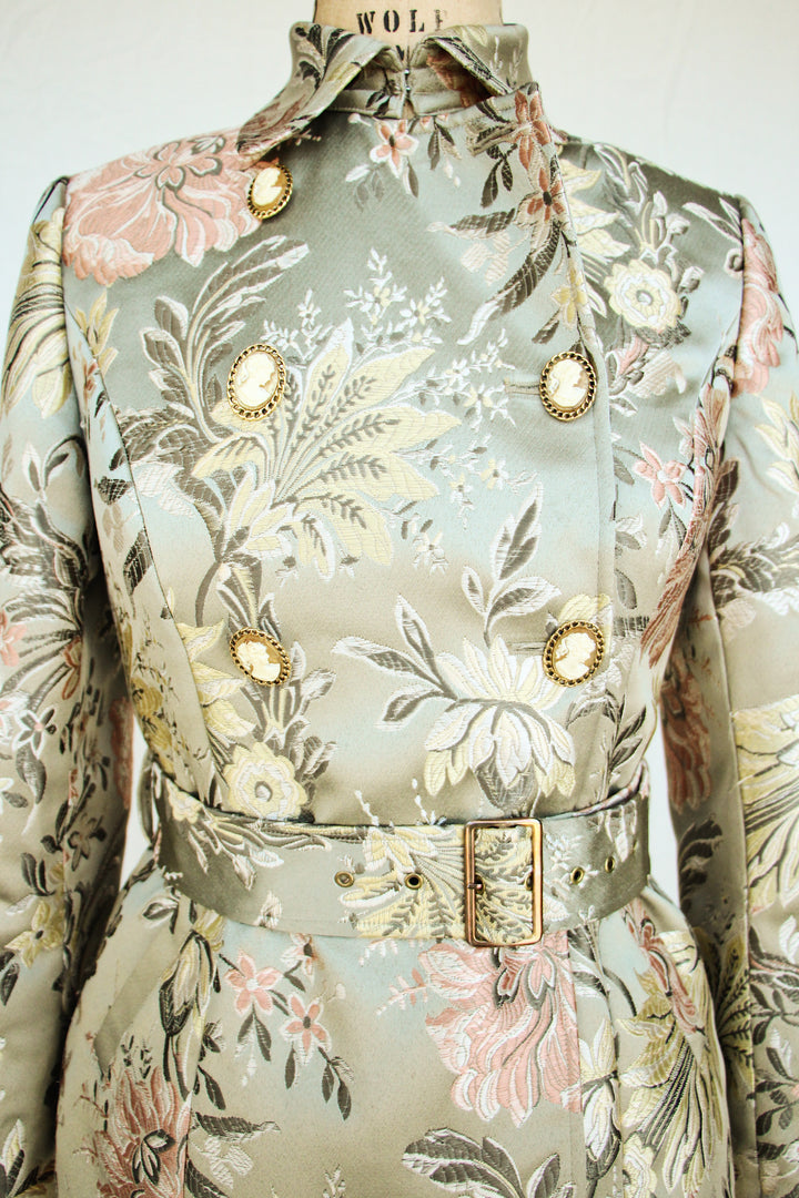 Retro Tapestry Belted Floral Jacket