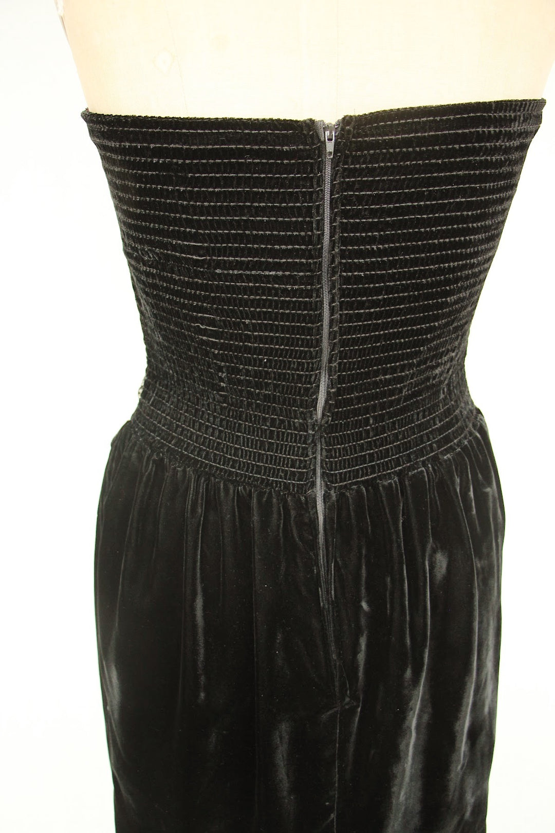 Vintage Black Velvet Sleeveless Mini Dress