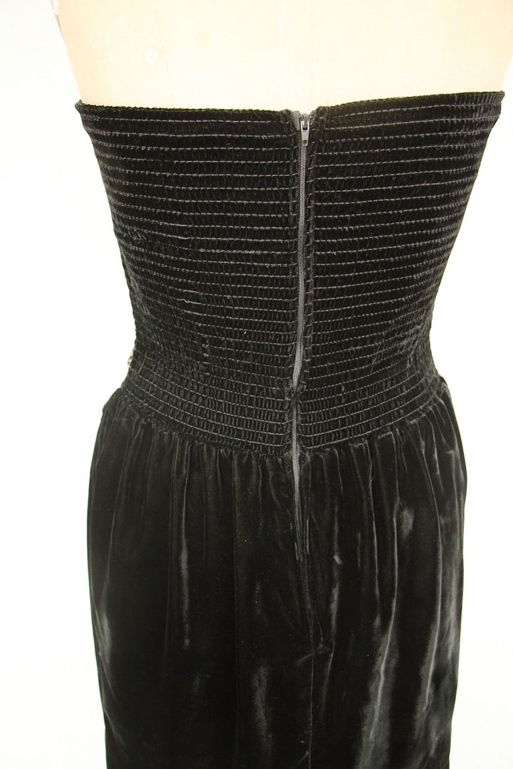 Vintage Black Velvet Sleeveless Mini Dress