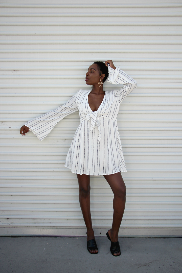 Annie White and Navy 70's Hippie Dress