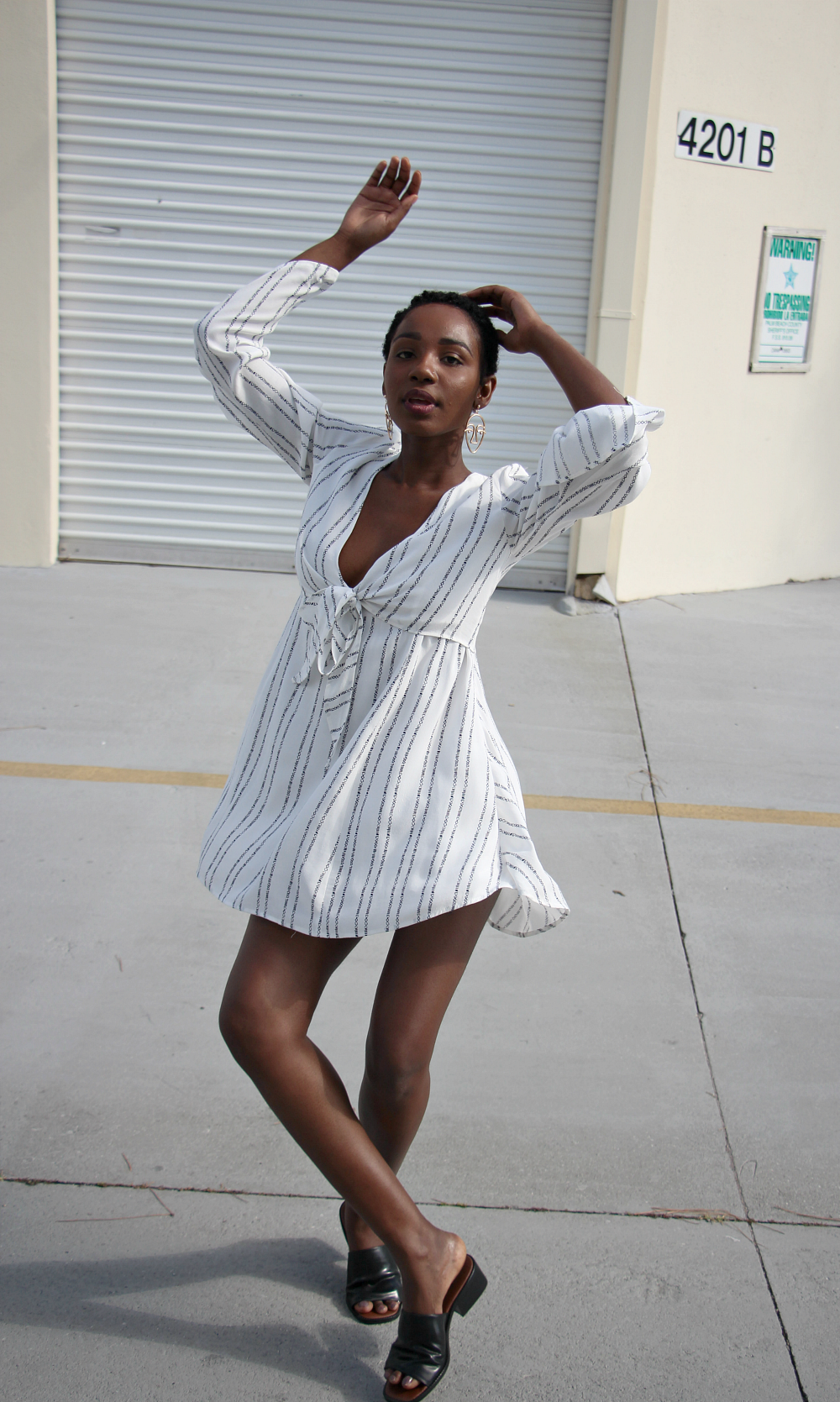 Annie White and Navy 70's Hippie Dress