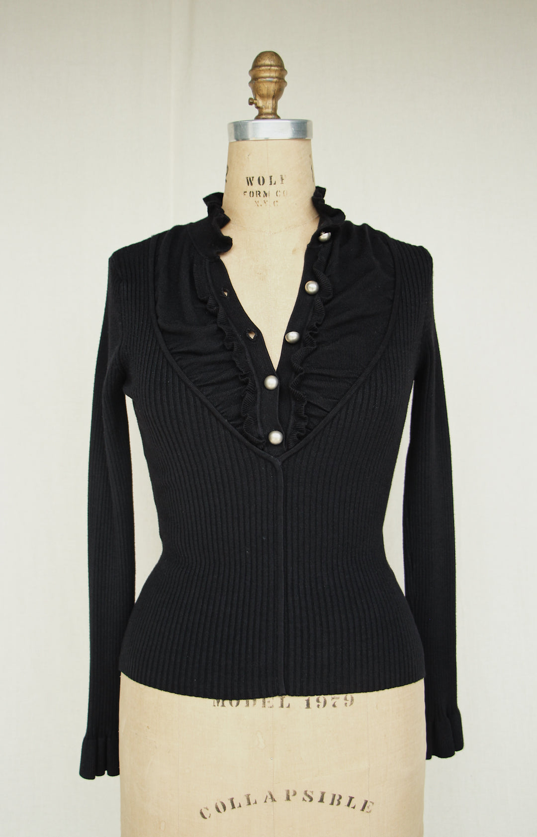Black Ribbed Ruffle Sweater