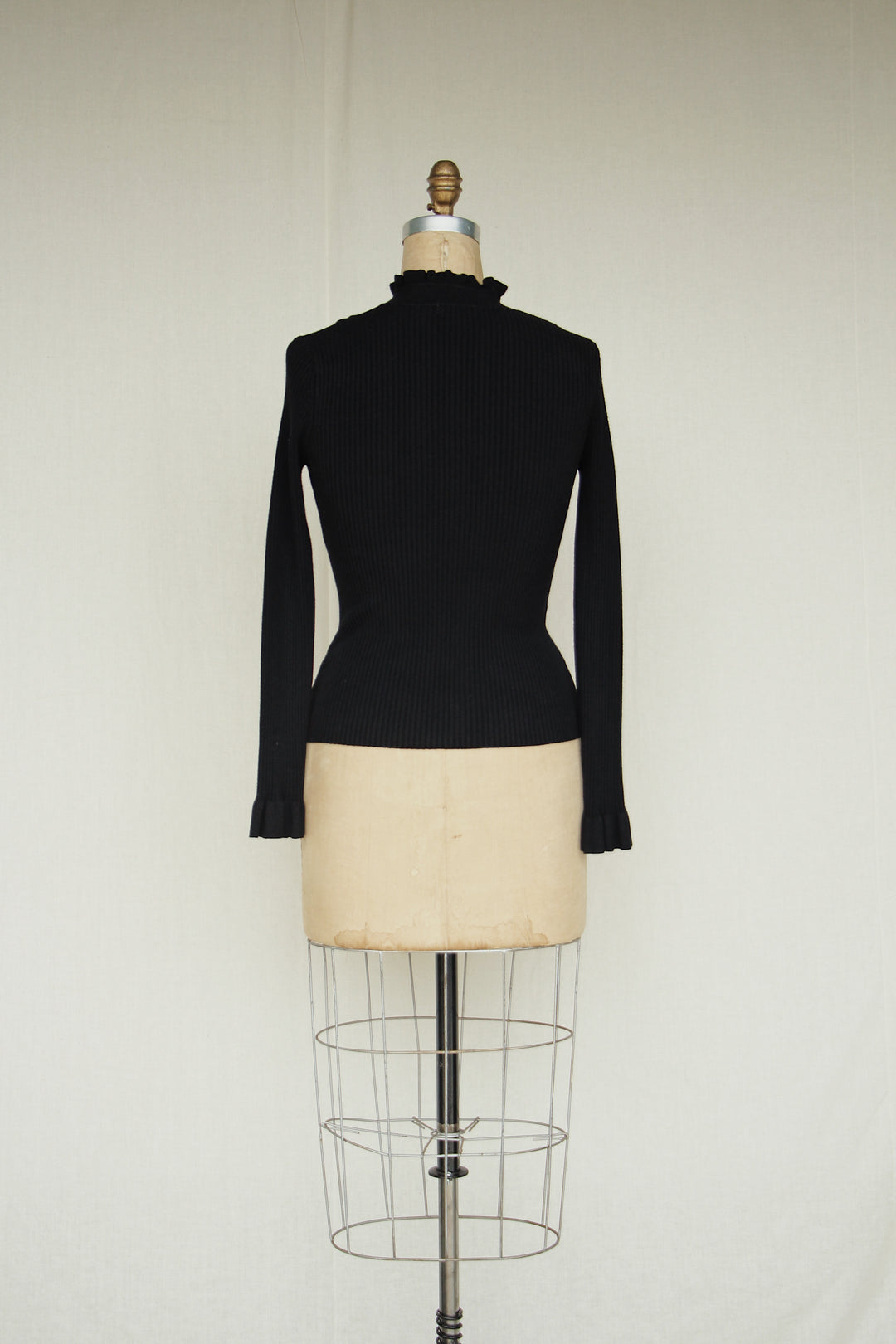 Black Ribbed Ruffle Sweater