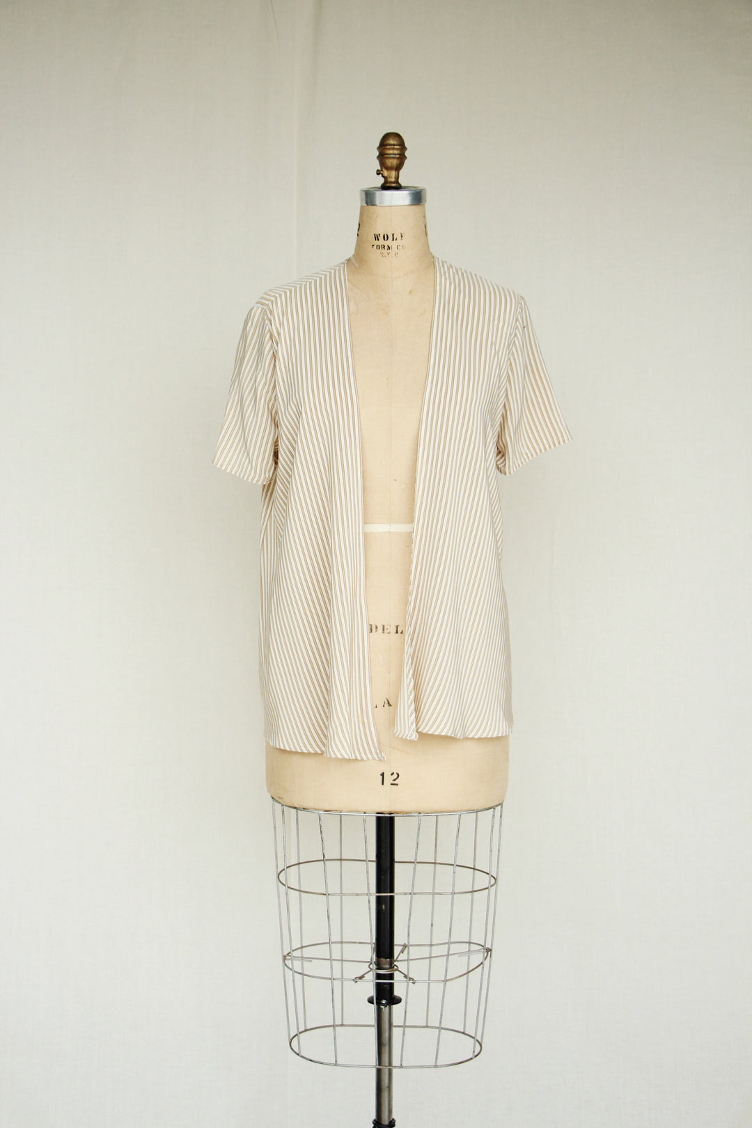 Linda Allard For Ellen Tracy Cream Striped Silk Blouse