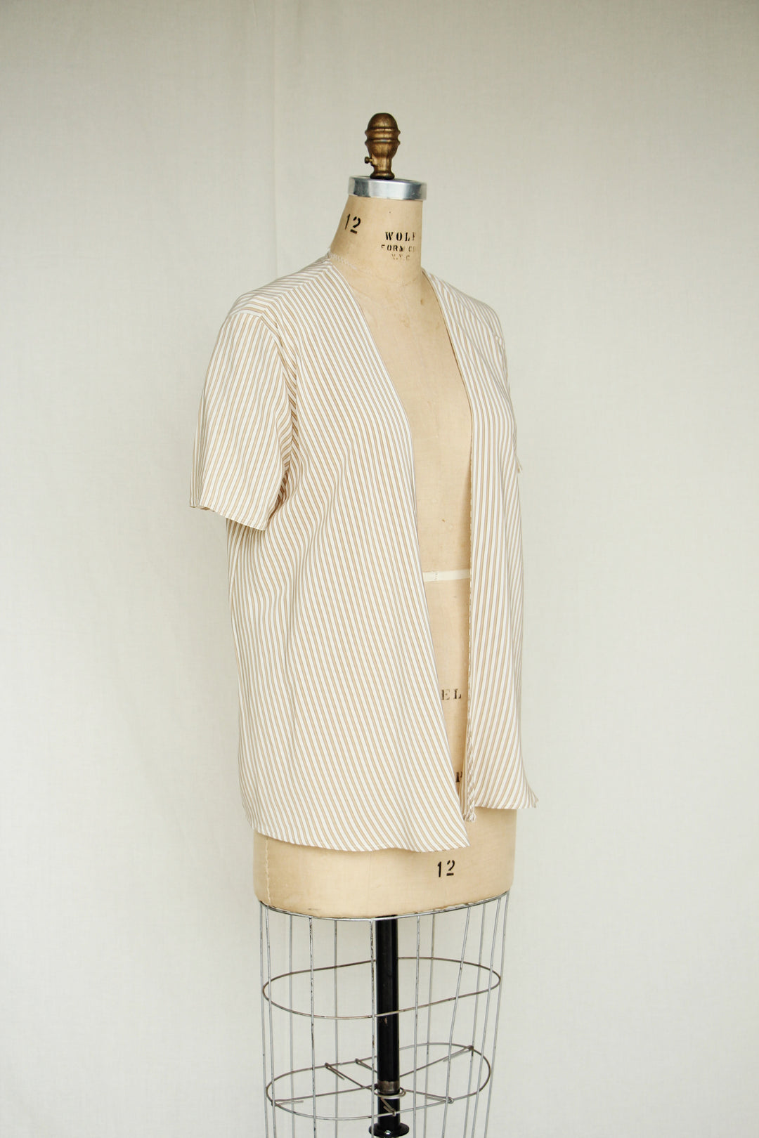 Linda Allard For Ellen Tracy Cream Striped Silk Blouse