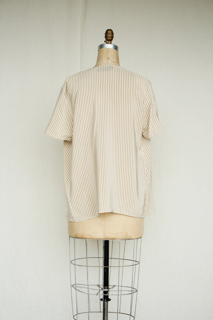Linda Allard For Ellen Tracy Cream Striped Silk Blouse