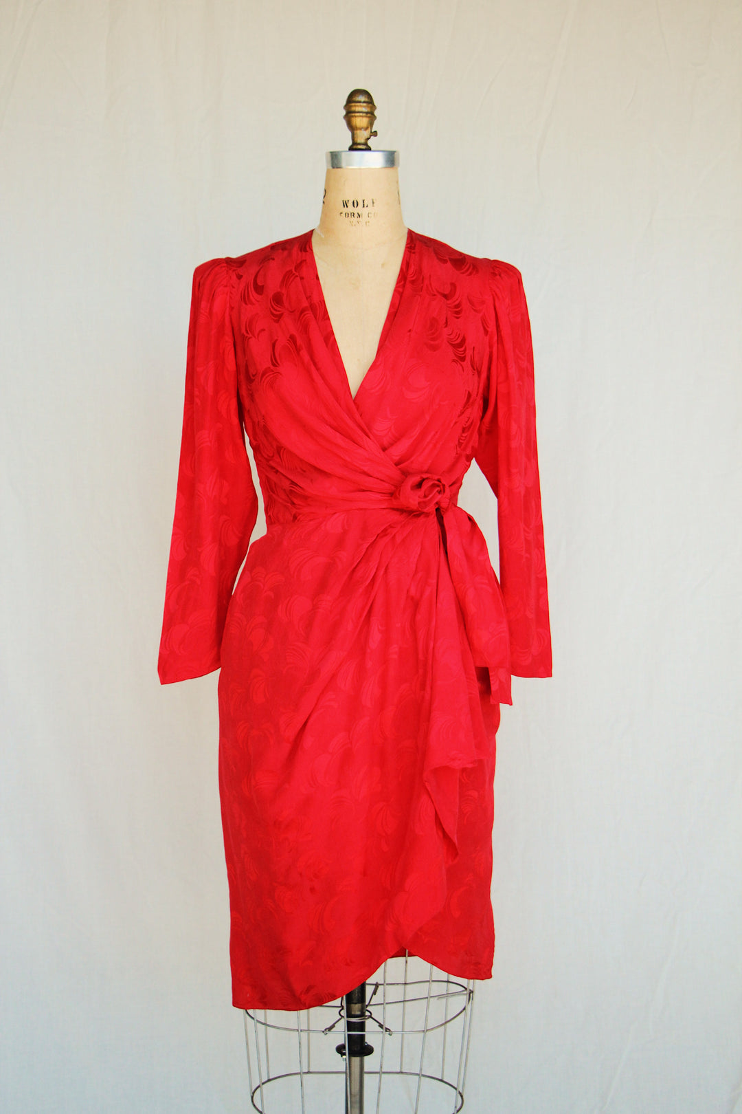 argenti silk dress Vintage I. Magnin Argenti Silk Wrap Dress Blush Peach Abstract Print Pockets