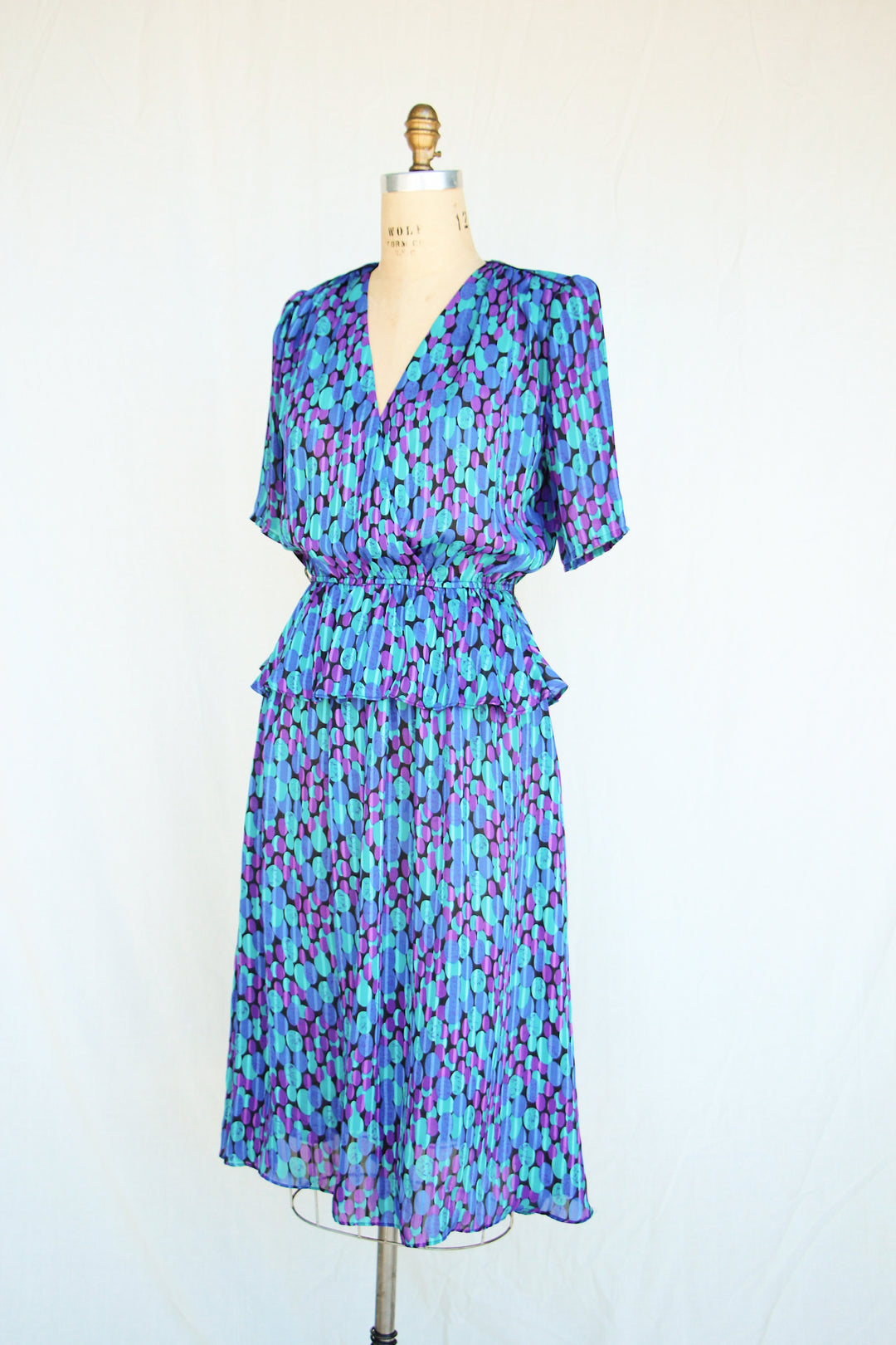 1980s peplum dress 1980s Victor Costa peplum dress and bolero jacket Flower in the Mirror Vintage