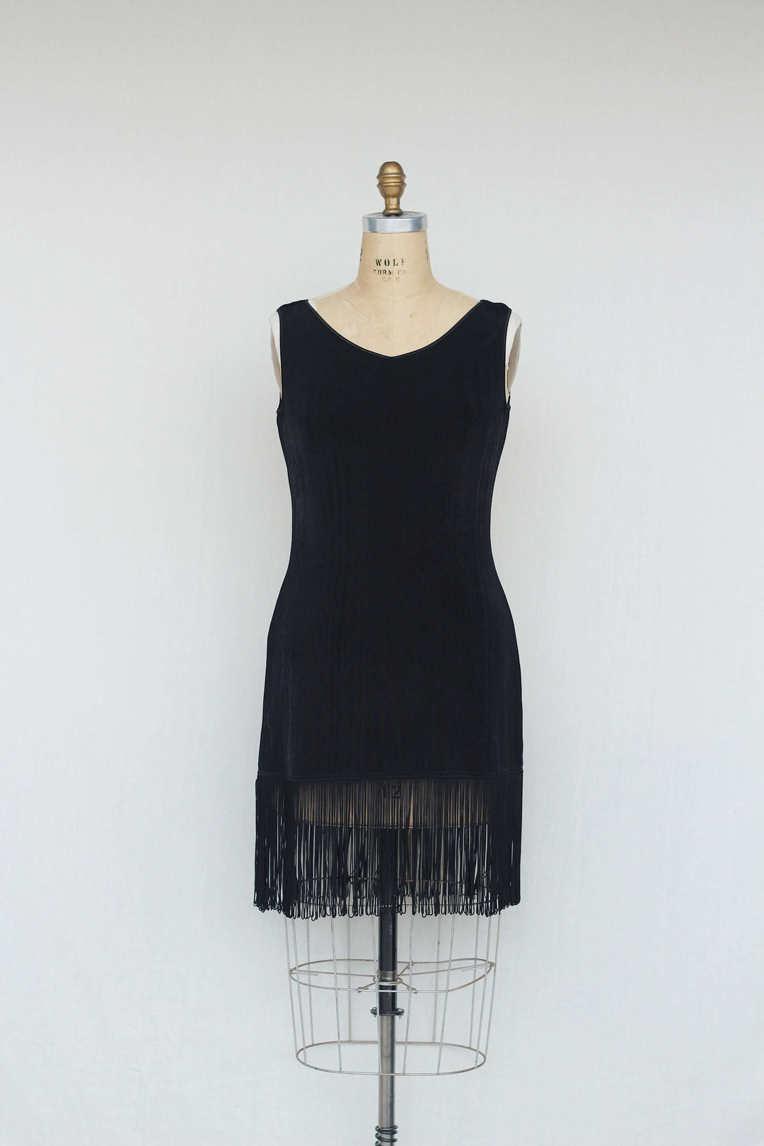 Ann Tijan for Kenar Black 1930's Inspired Vintage Fringe Dress