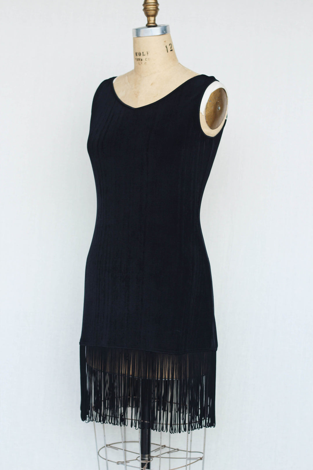 Ann Tijan for Kenar Black 1930's Inspired Vintage Fringe Dress