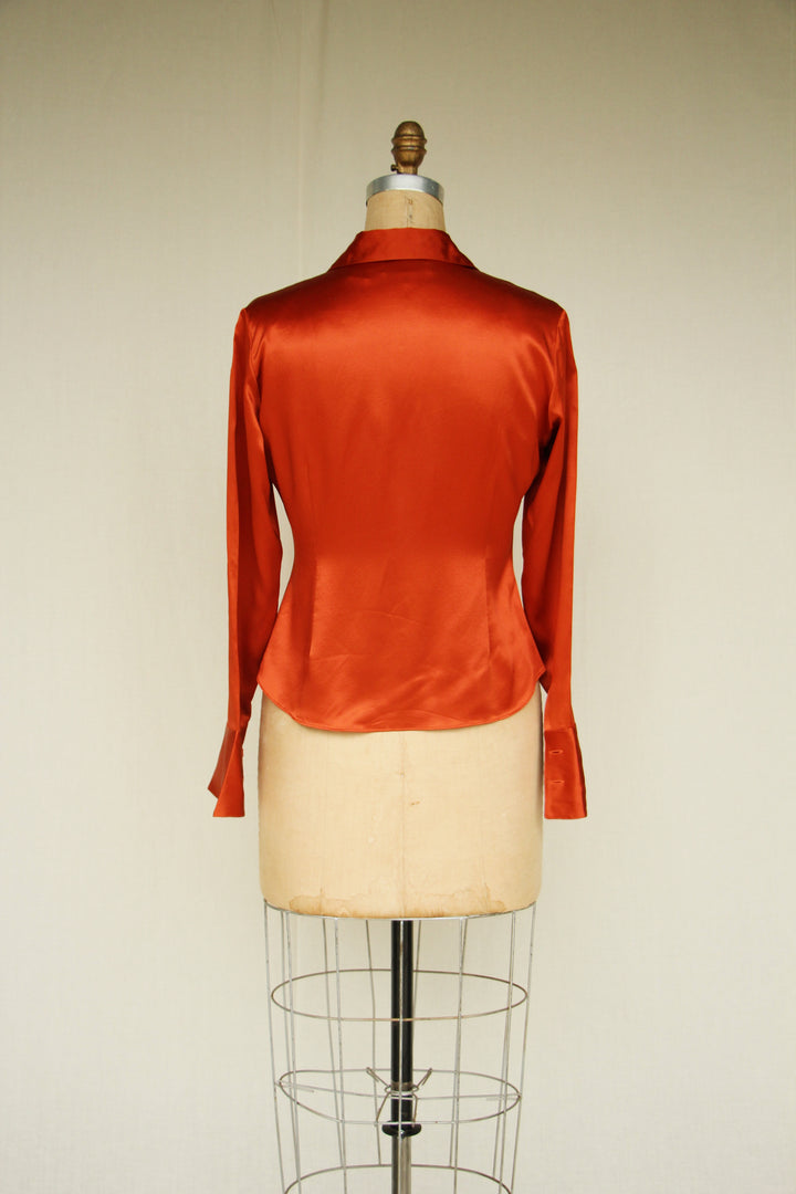 Bloomingdale's Silk Sunrise Button Up Petite Womens Shirt Size 8