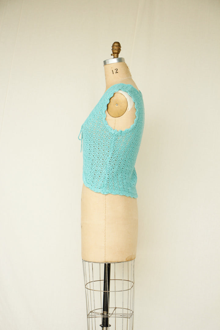Christopher & Banks Baby Blue Crochet Sleeveless Cardigan